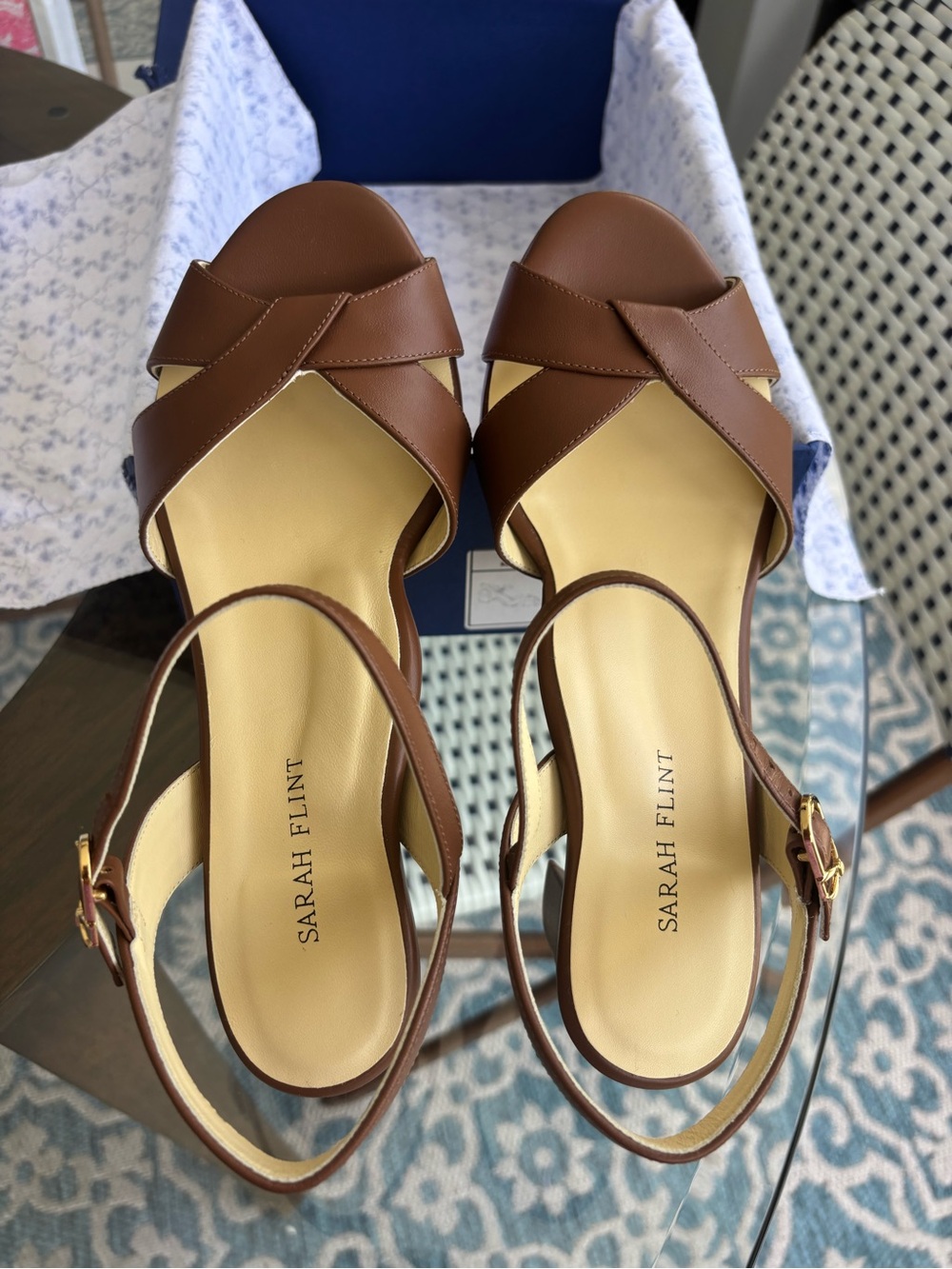 BNWT & currently sold out Sarah Flint Perfect Crossover Sandal 50 Cognac 8.5